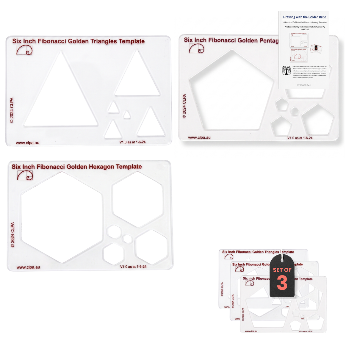 CLPA Fibonacci 3-Piece Set — Triangle, Pentagon & Hexagon