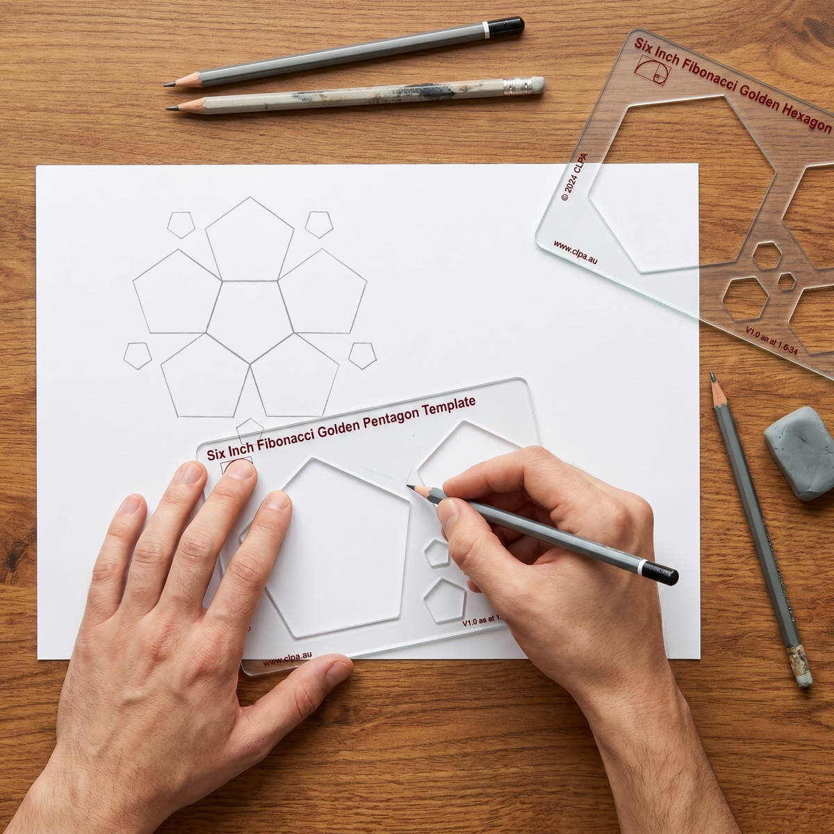CLPA 6" Pentagon Stencil Template — Golden Ratio