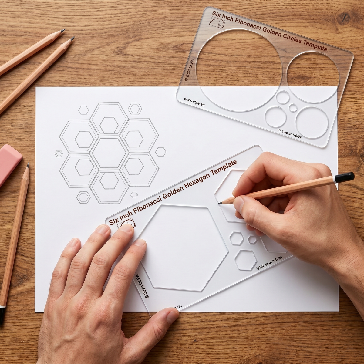 CLPA 6" Hexagon Stencil Template — Golden Ratio