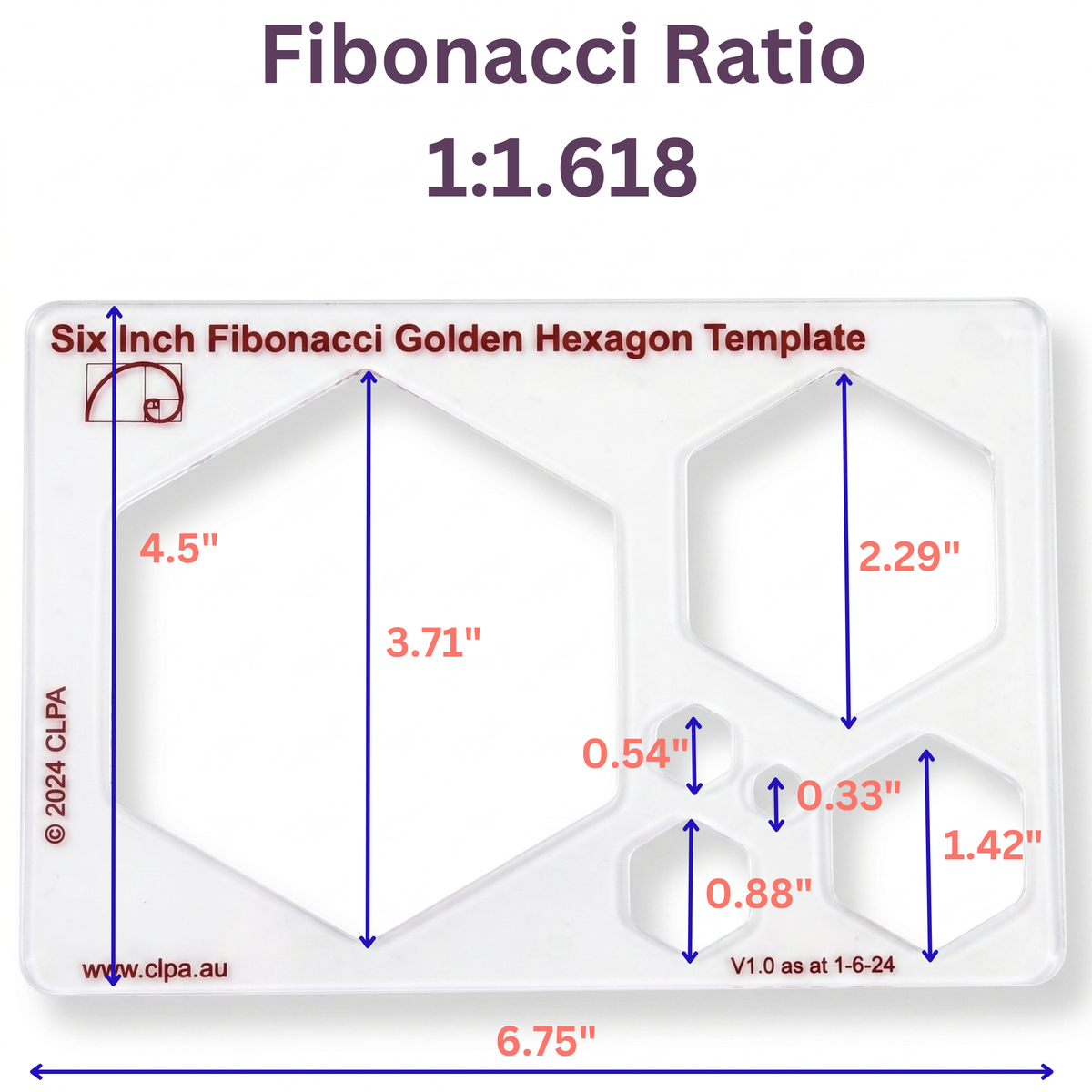 CLPA 6" Hexagon Stencil Template — Golden Ratio