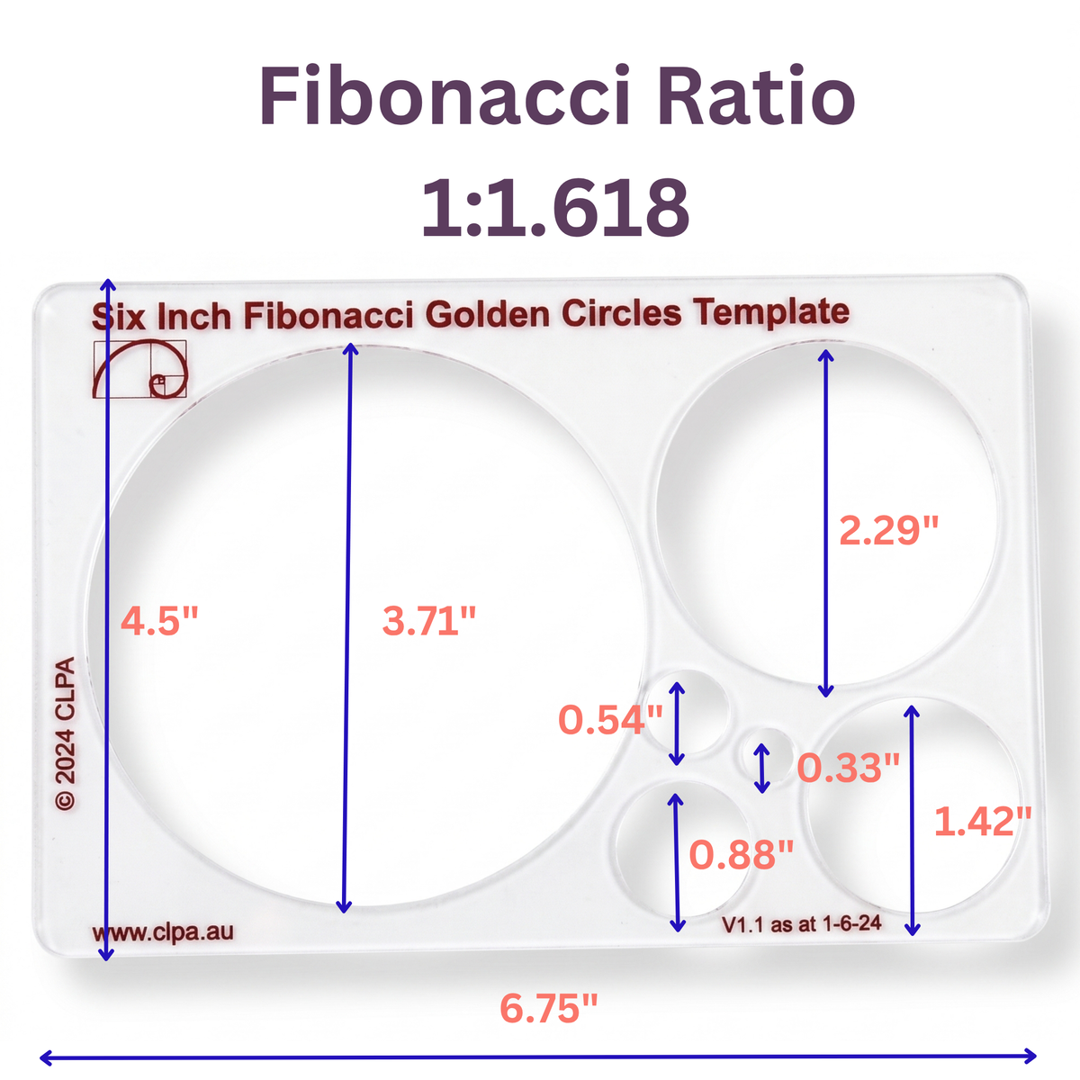 CLPA Fibonacci Template Set — 6" Circle, Star & 5" Square