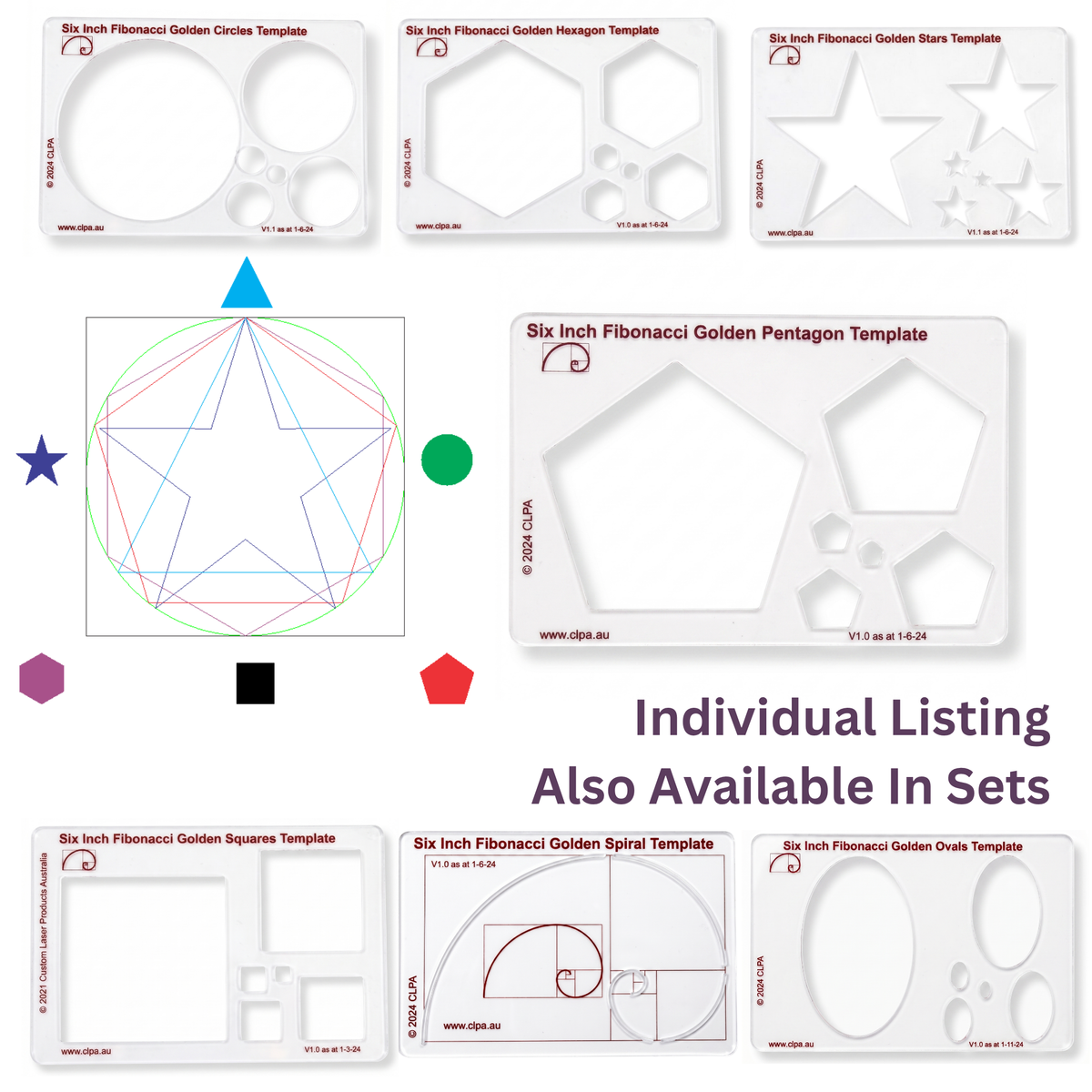 CLPA 6" Pentagon Stencil Template — Golden Ratio