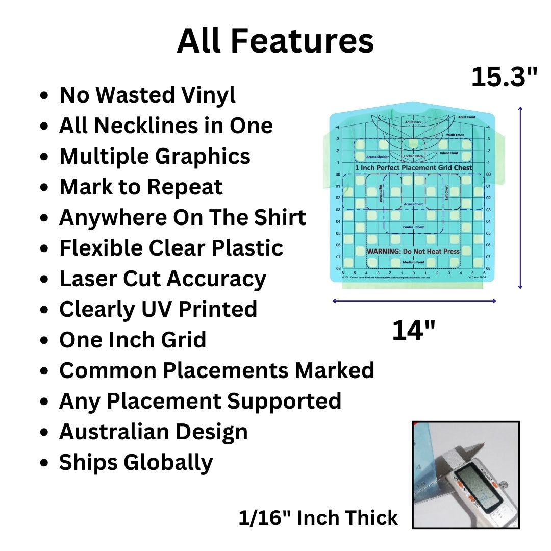 T-Shirt Ruler — Chest Placement for heat press operators and DTG printers