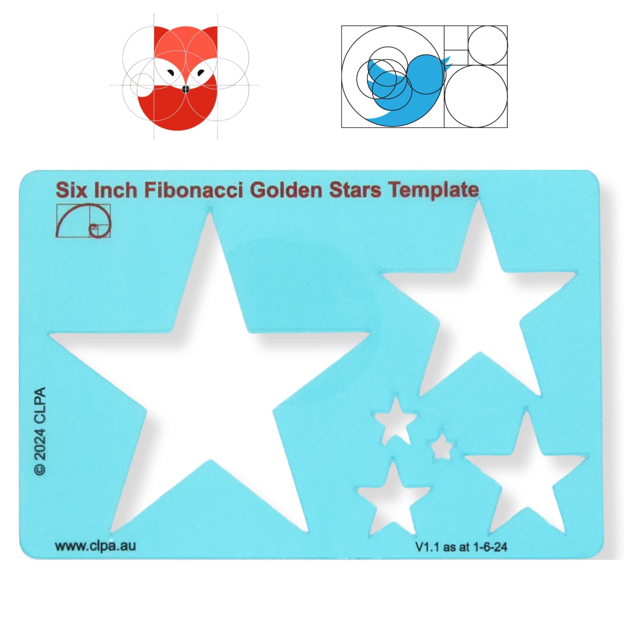 6" Fibonacci Star Stencil Template — primary product image