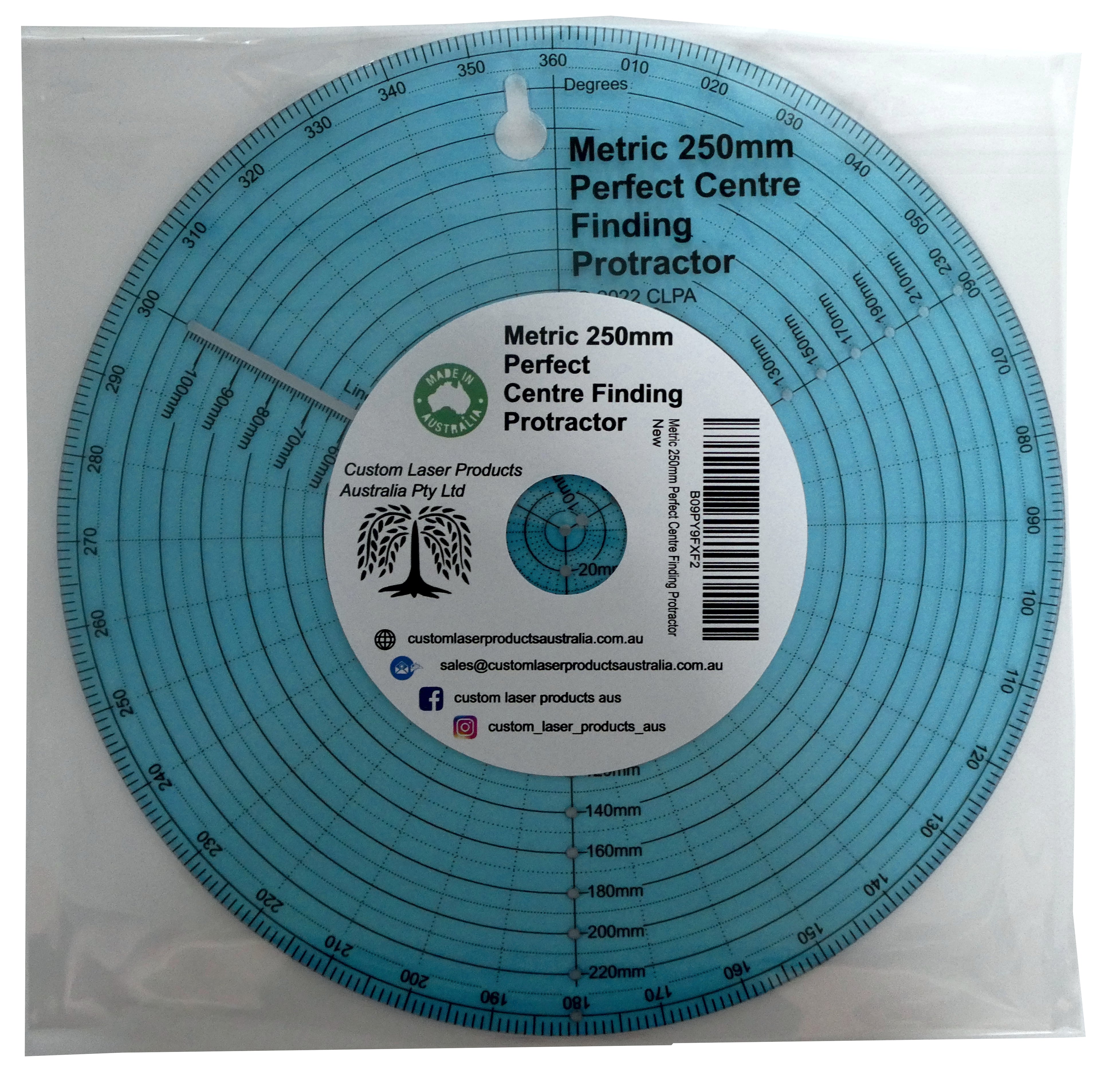 Imperial and Metric Center Finder & Protractor for Woodworking