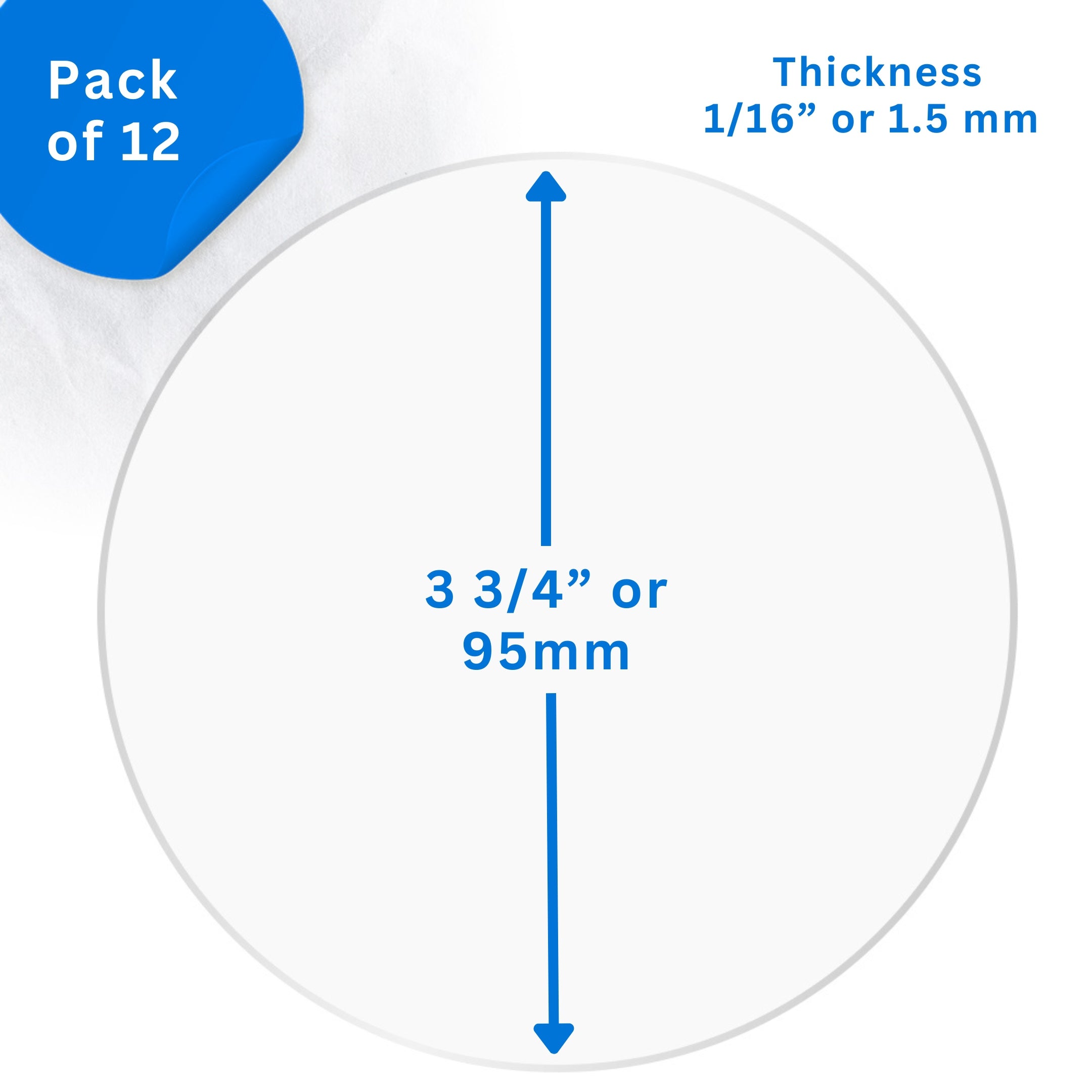 3.75" Clear Craft Circles dimensions and scale reference