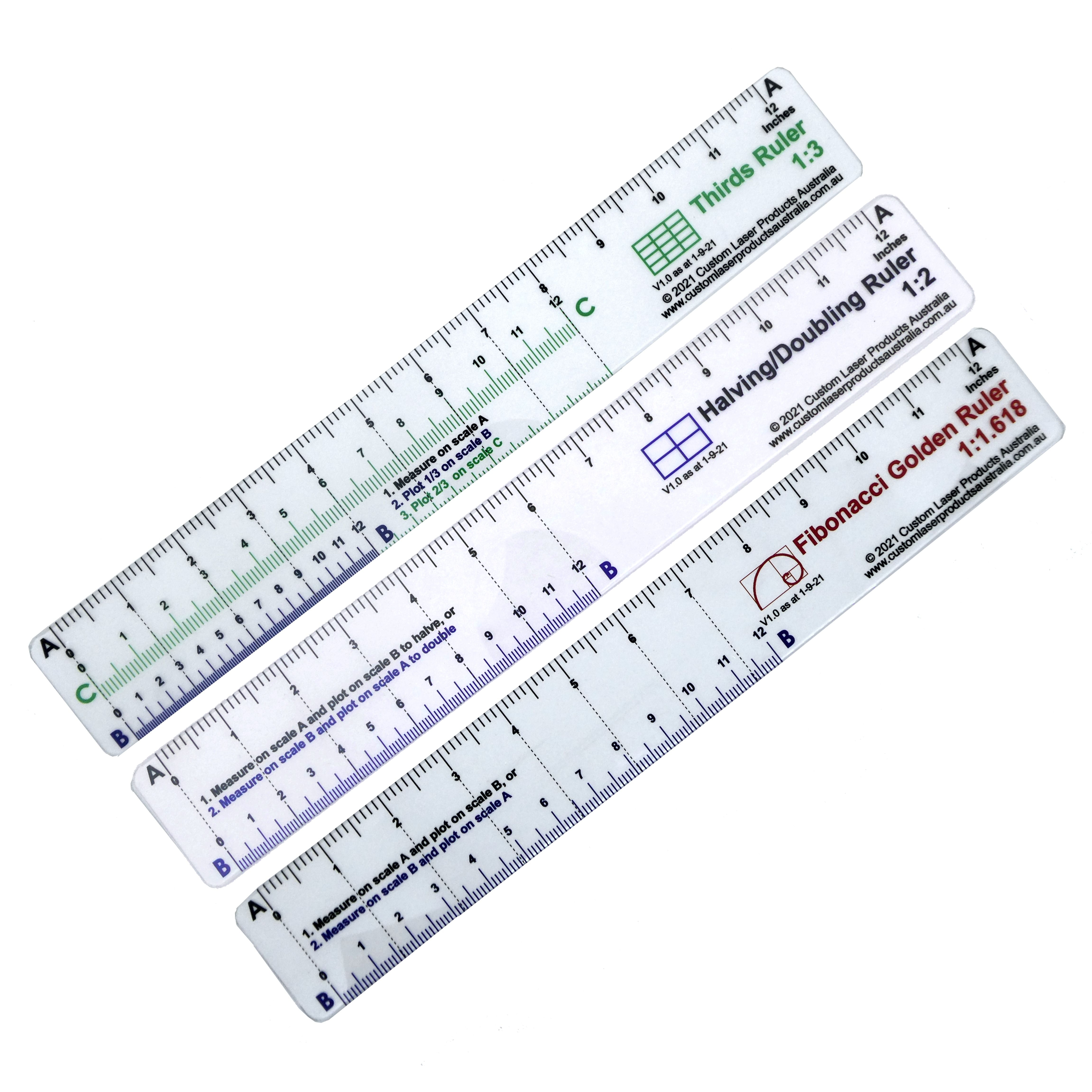 No-Math Ruler Set — Three 12" Rulers — primary product image