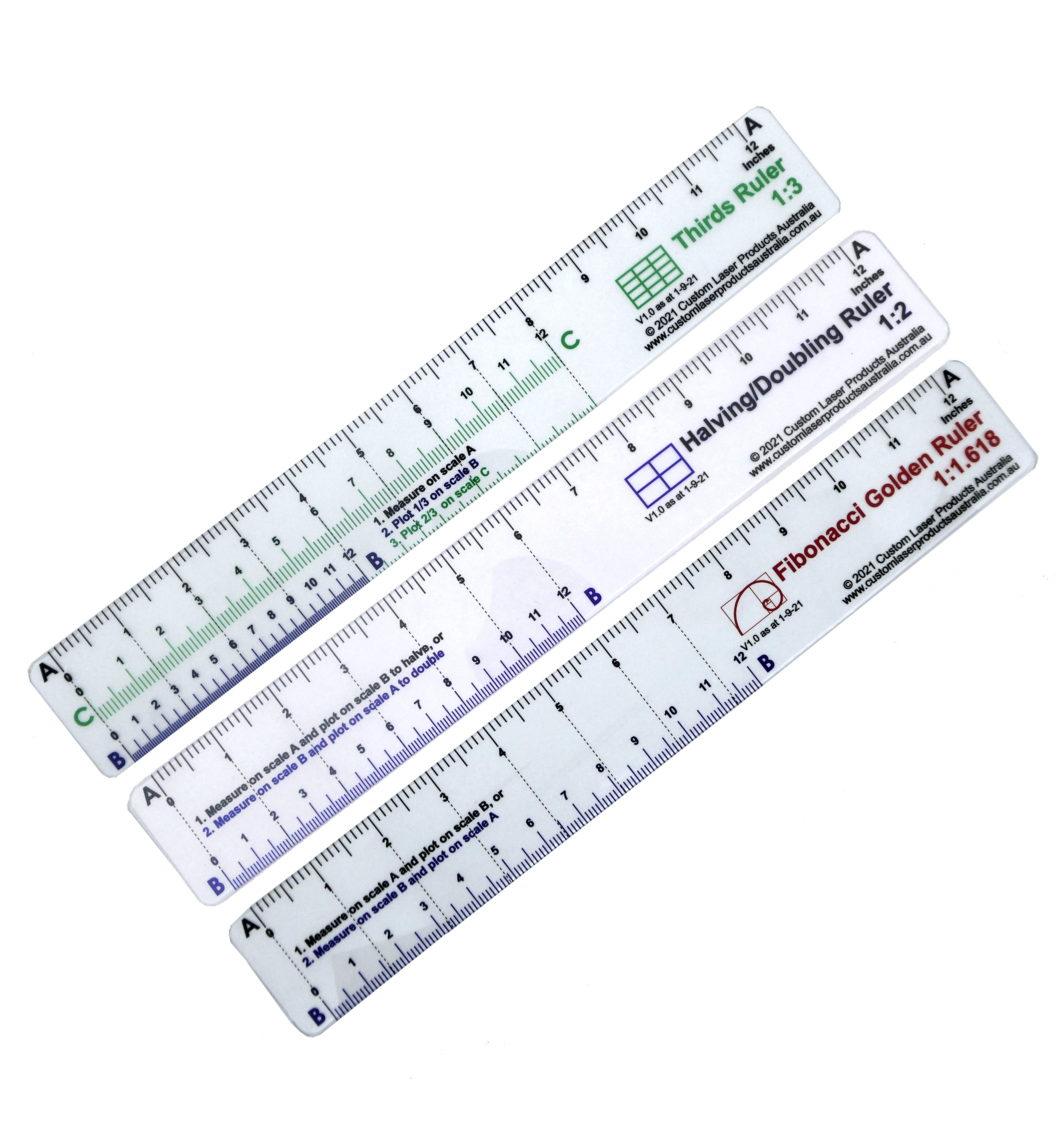 No-Math Ruler Set — Three 12" Rulers — primary product image