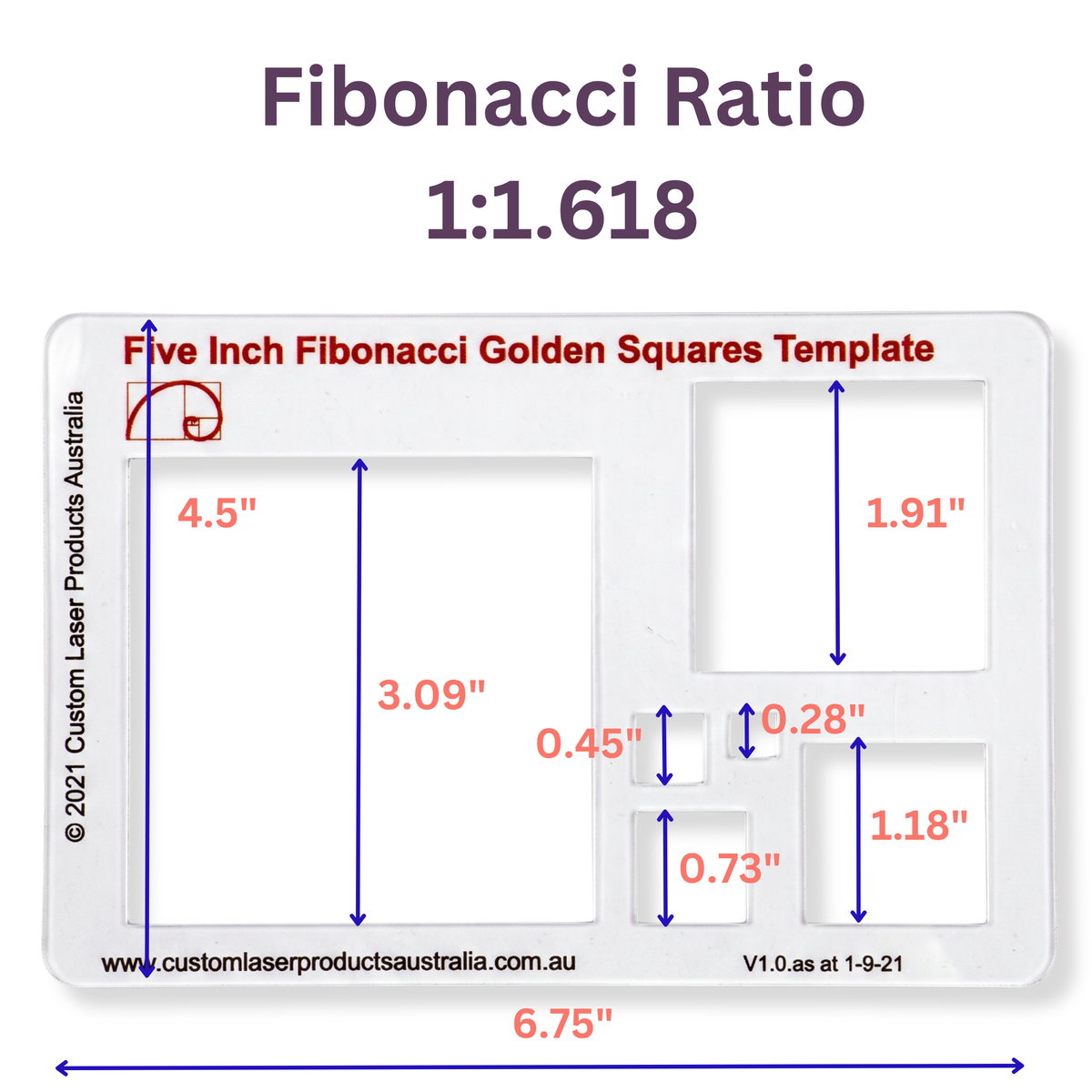 CLPA 5" Fibonacci Square Stencil Template