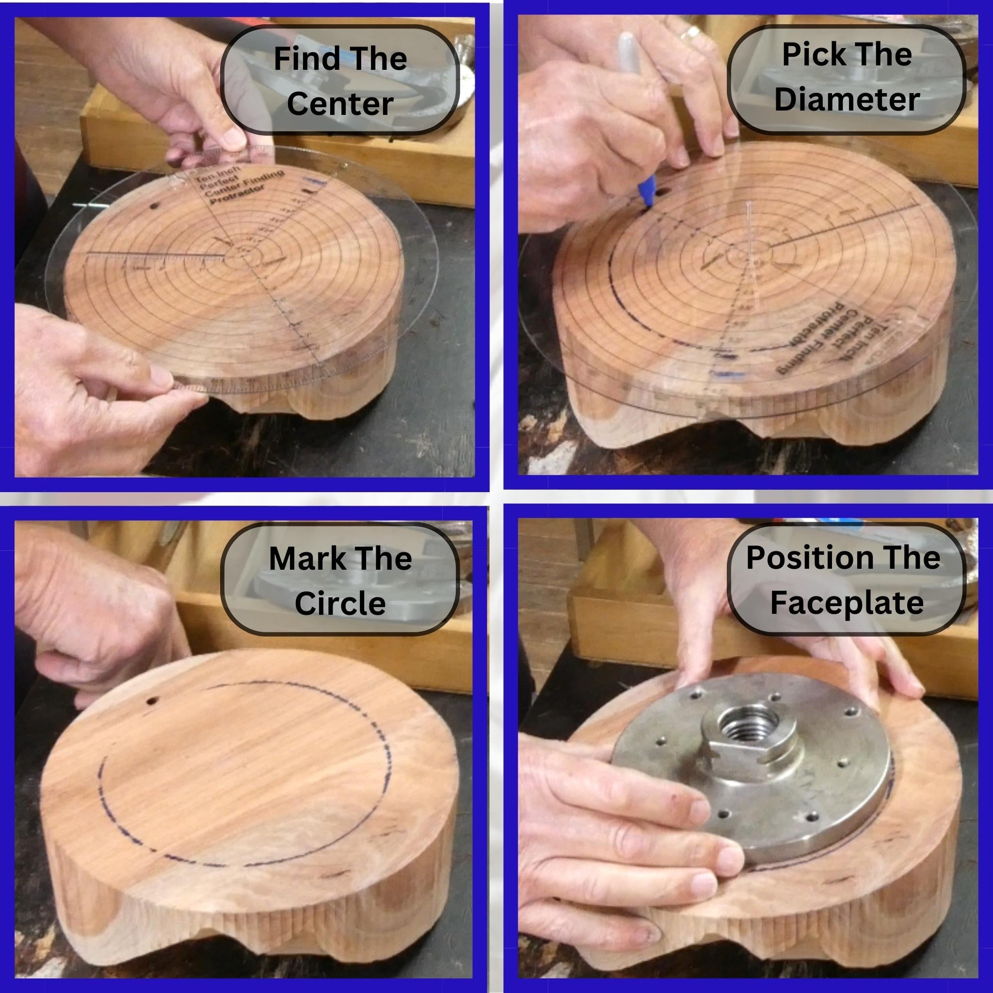 14" Circle Center Finder Tool in use — circle centre finder