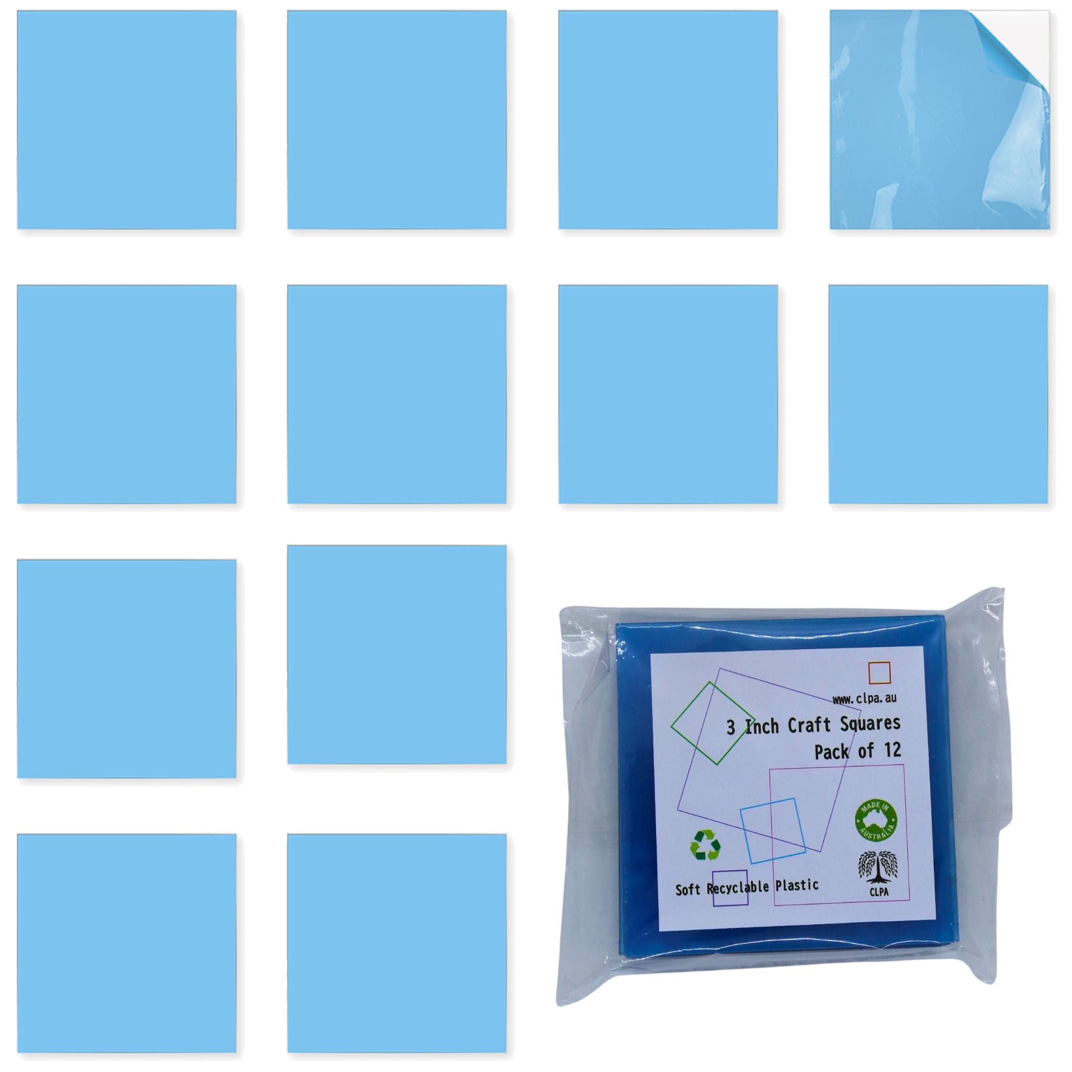 3" Clear Craft Squares — 12-Pack PETG Blanks — primary product image