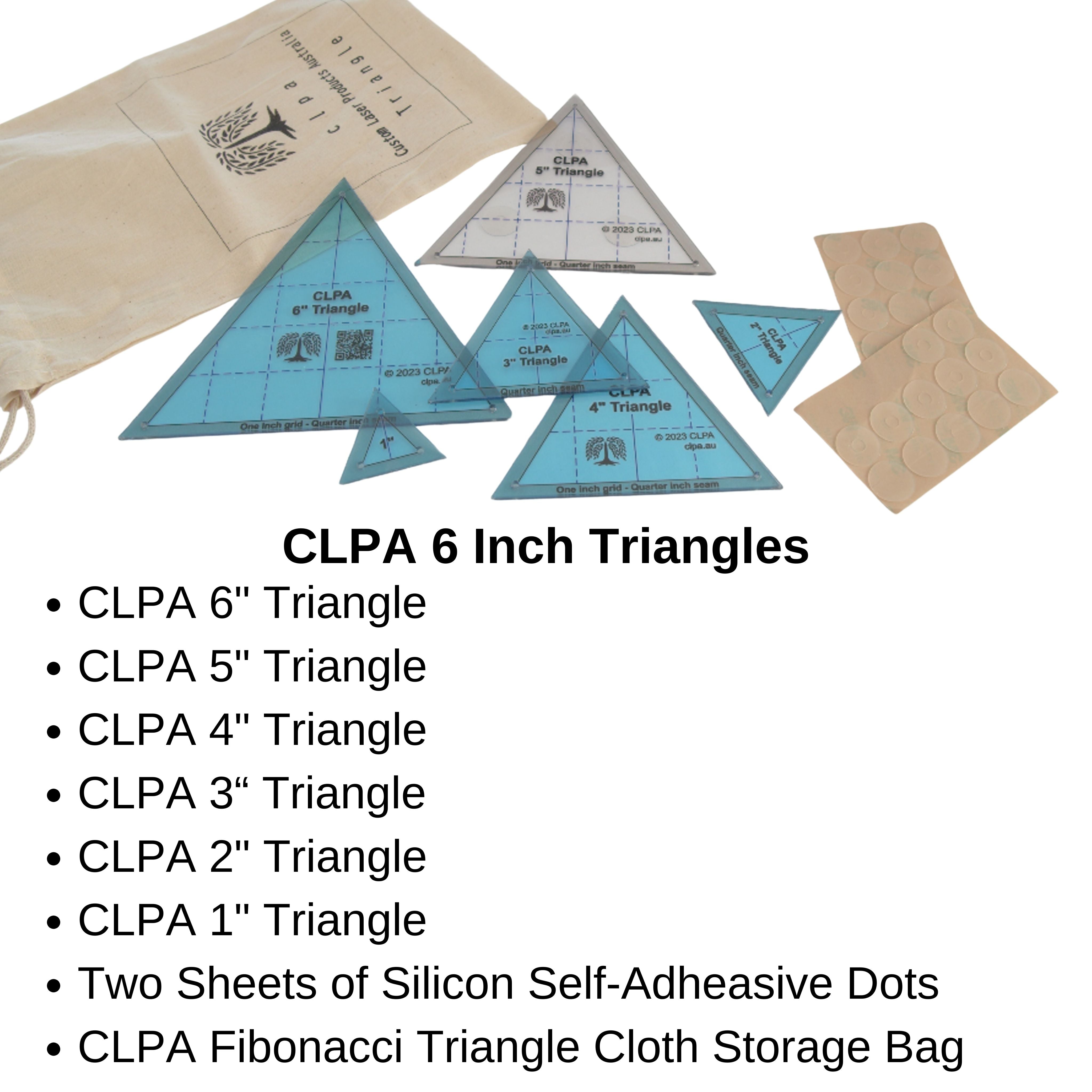 6" Triangle Quilting Template dimensions and scale reference