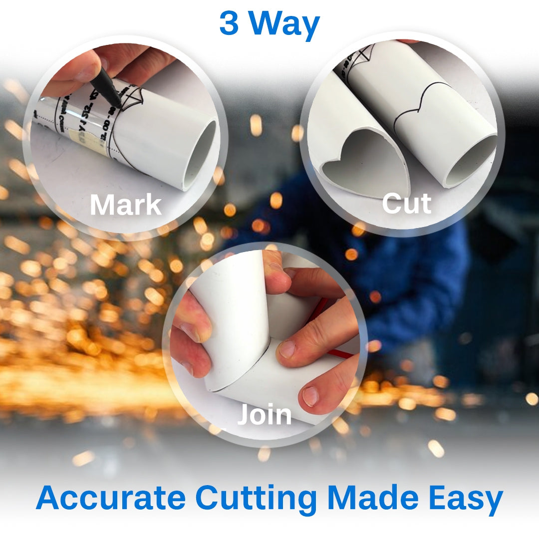 Corner Wing — 2-7/8" OD Pipe key features and saddle cut profiles for handrail and structural pipework