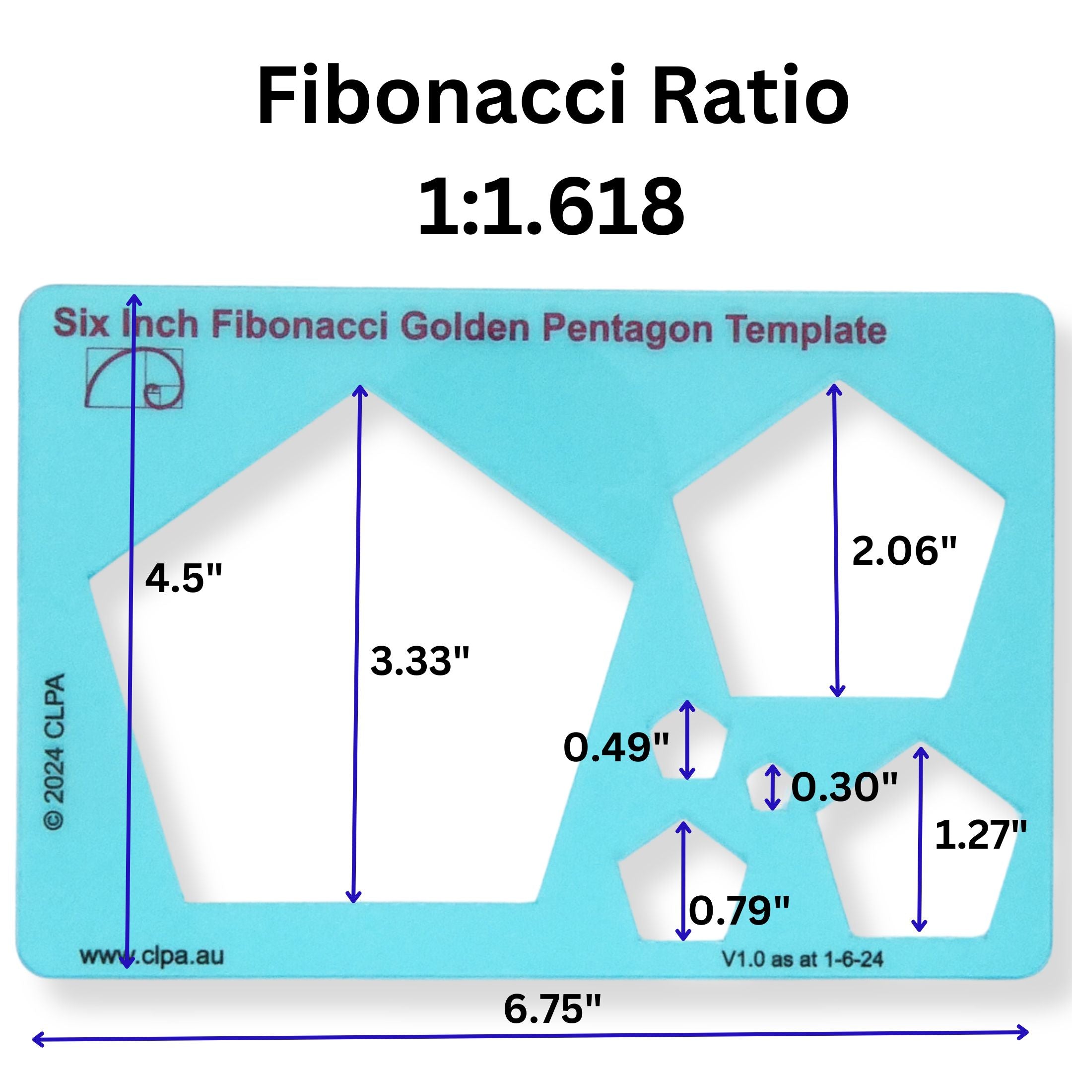 Fibonacci Drawing Template - 6'' Pentagon