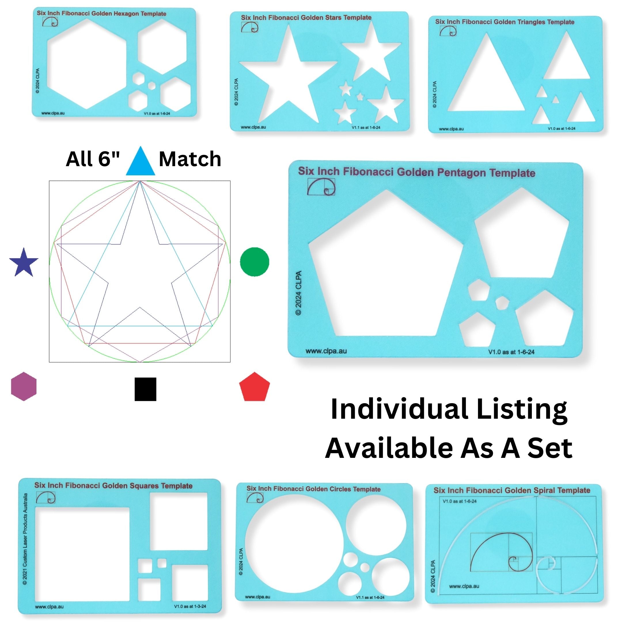 6" Pentagon Stencil Template — Golden Ratio for artists, designers and architects