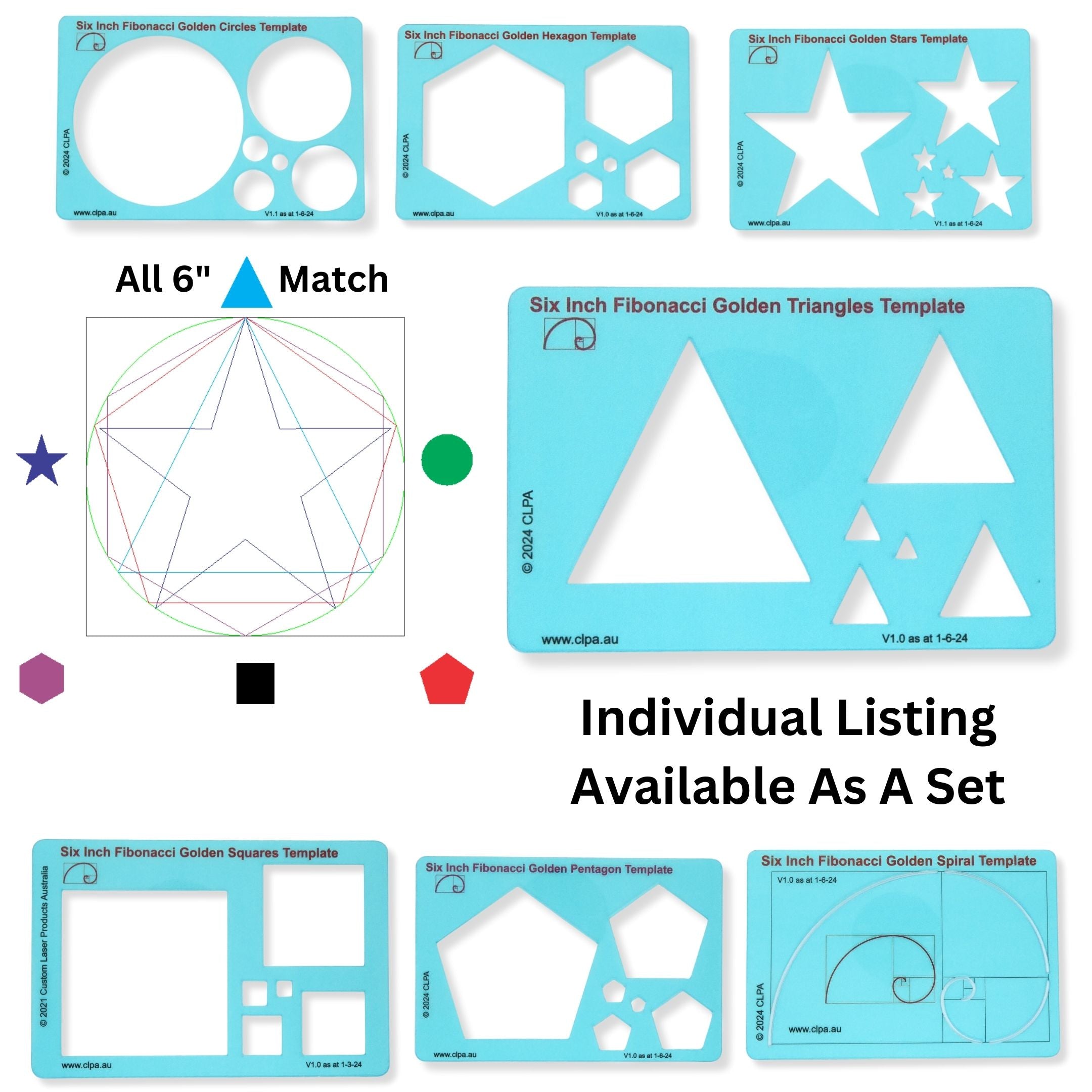6" Triangle Stencil Template — Golden Ratio for artists, designers and architects