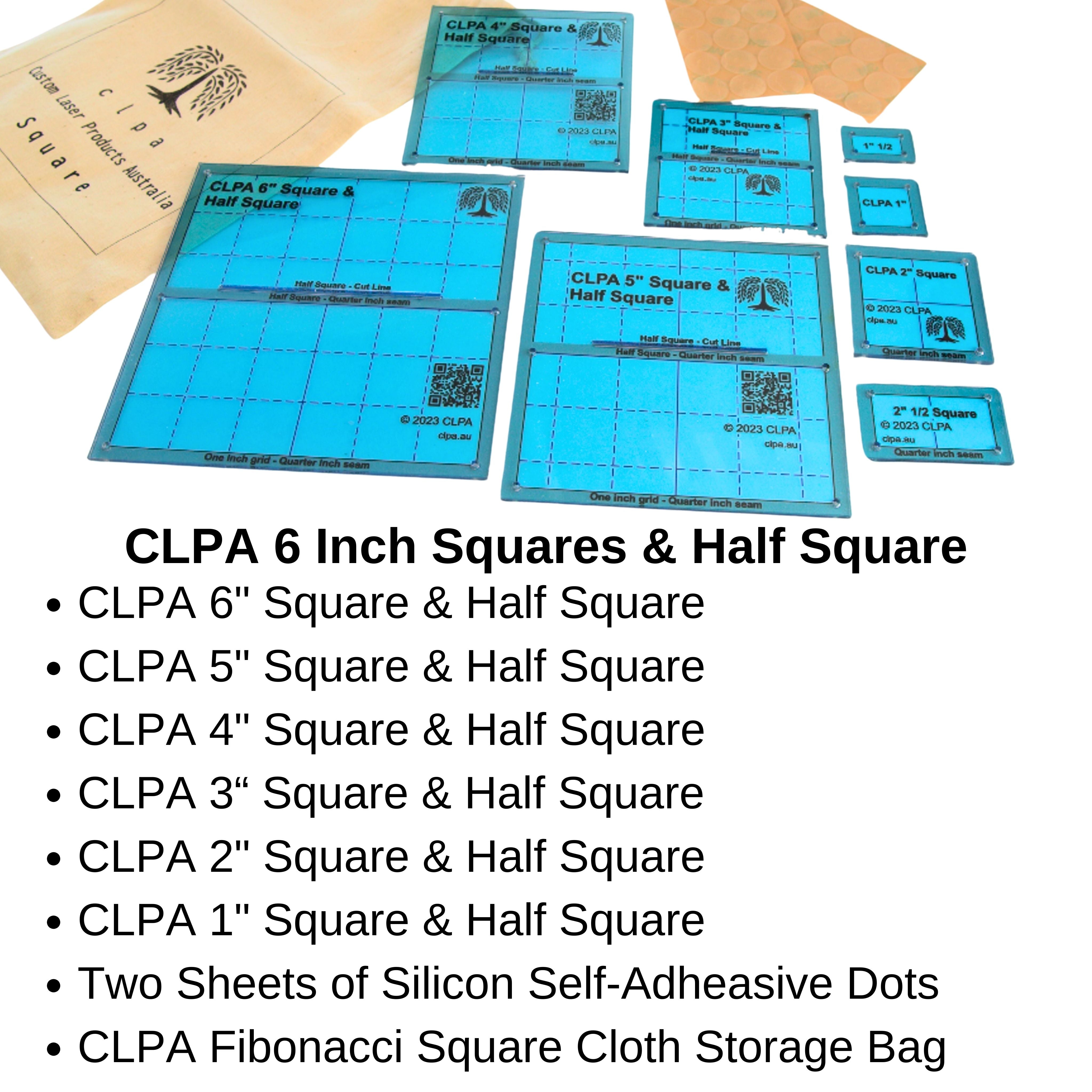 6" Square Quilting Template dimensions and scale reference