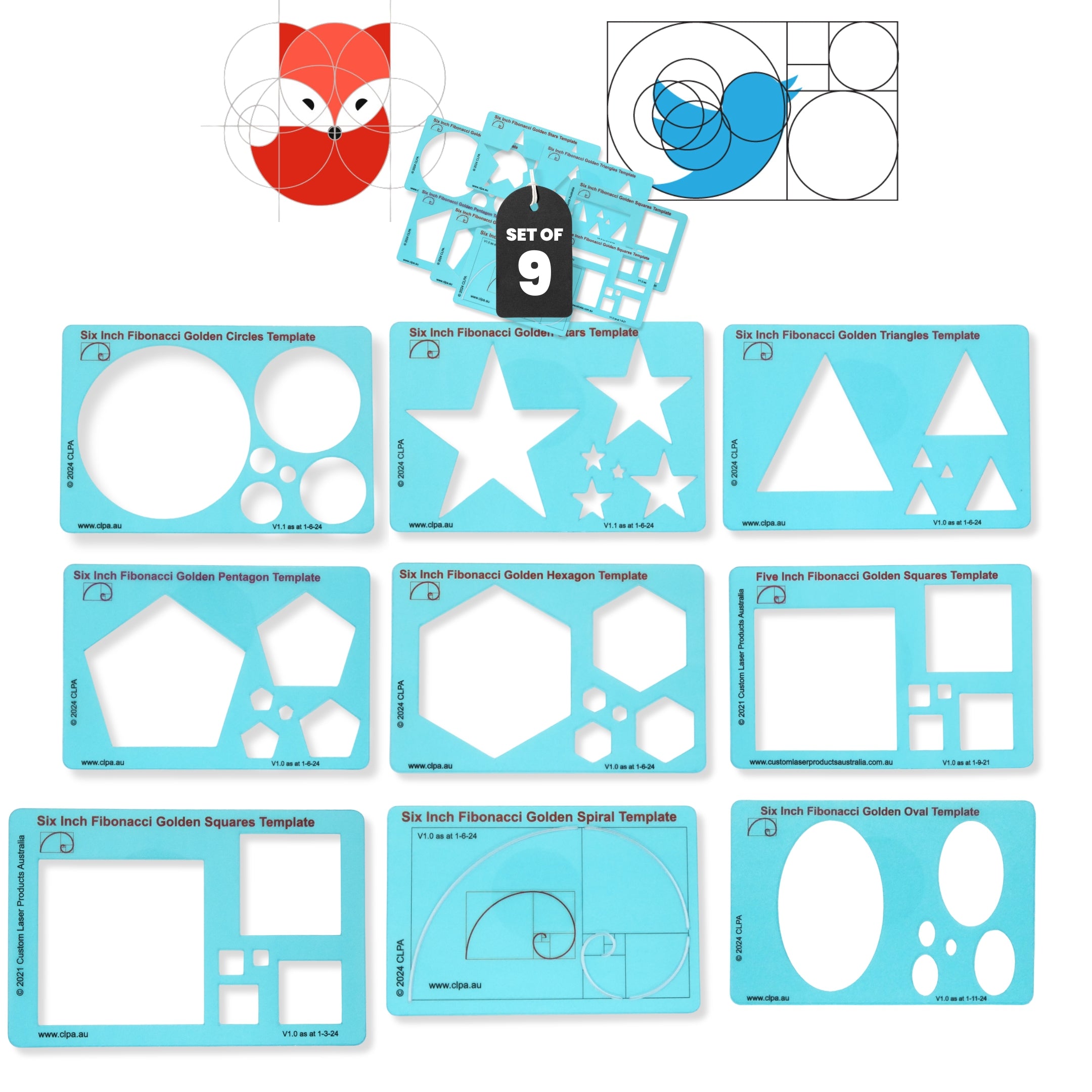 Fibonacci Full Template Set — 9 Pieces — primary product image