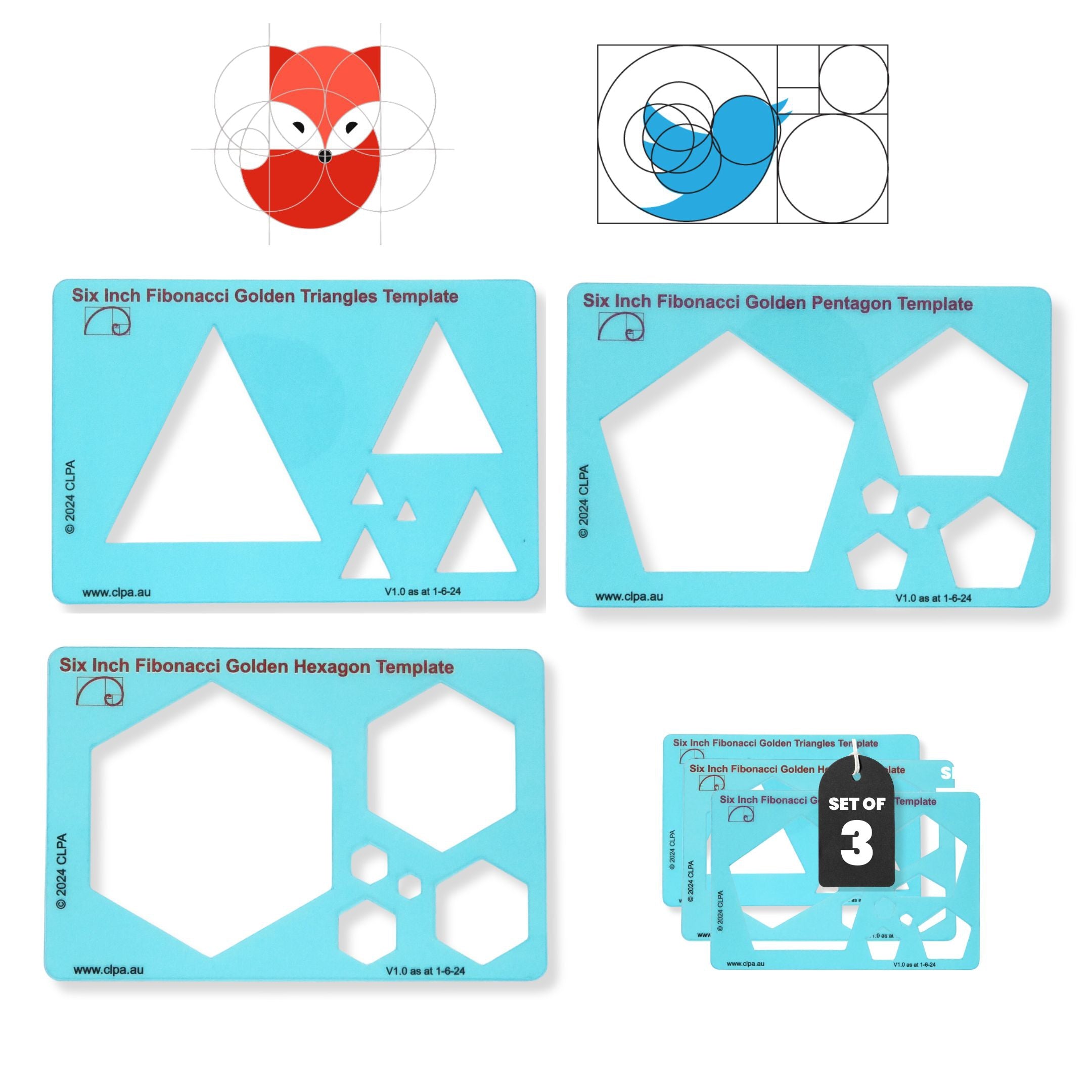 Fibonacci 3-Piece Set — Triangle, Pentagon & Hexagon — primary product image