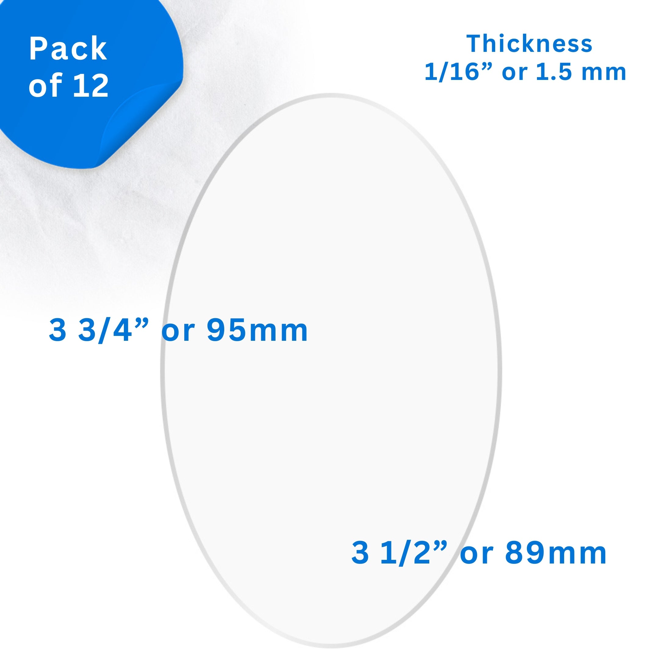 3.75" Clear Craft Ovals dimensions and scale reference