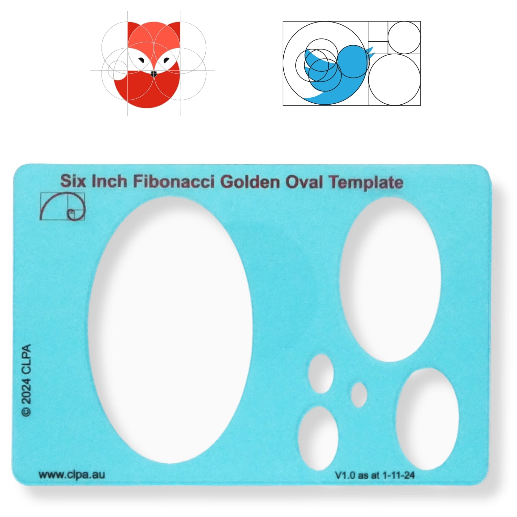 6" Oval Stencil Template — Golden Ratio — primary product image
