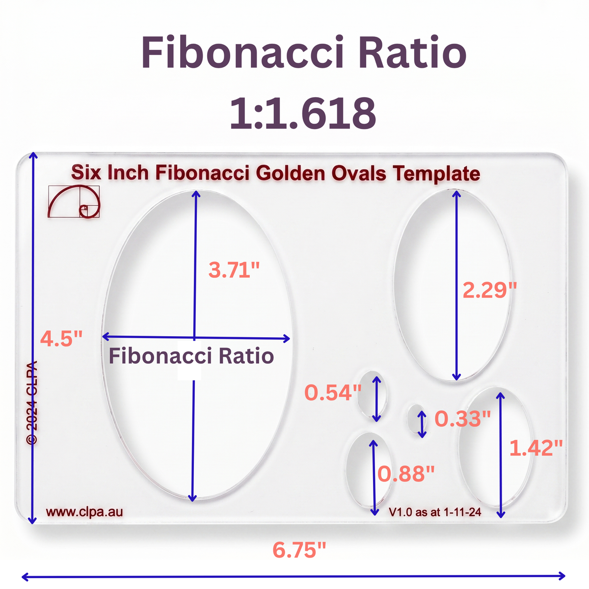 CLPA 6" Oval Stencil Template — Golden Ratio
