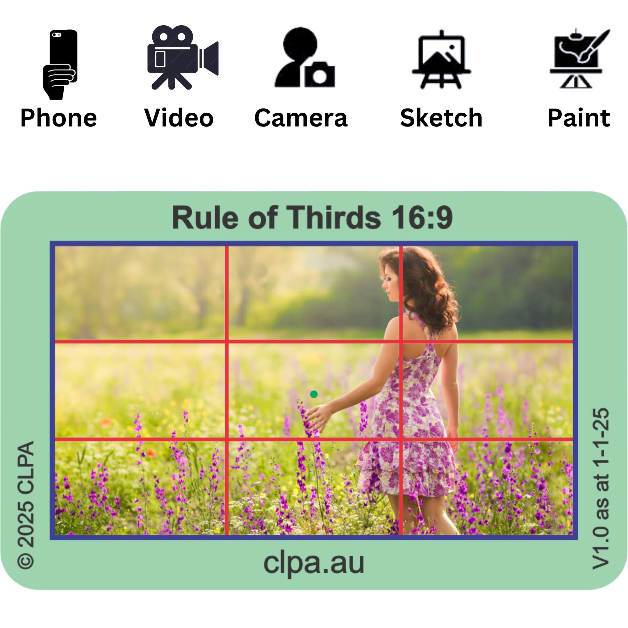 Photographic Viewfinder Set — Basic Grids in use — photographic composition viewfinder