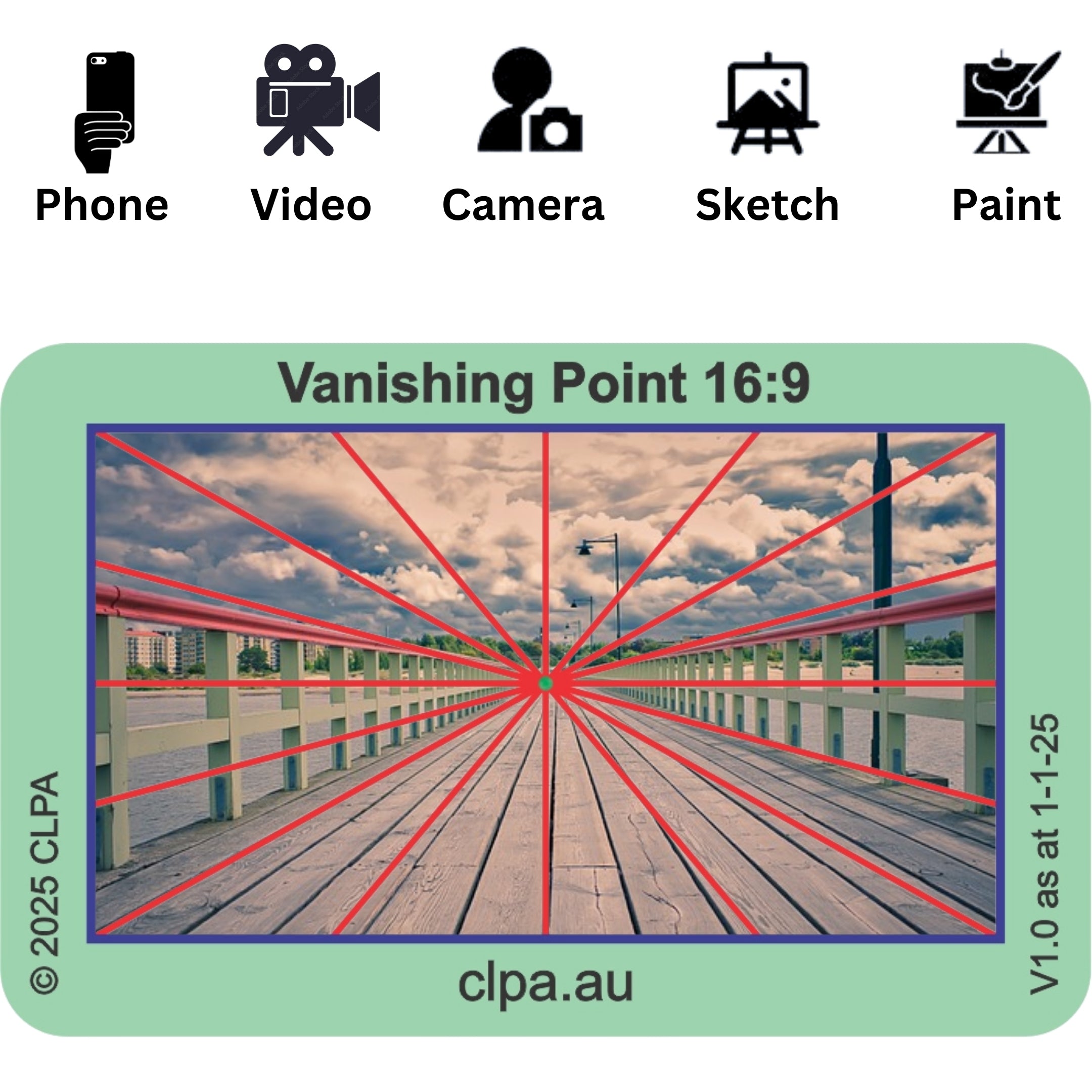 Photographic Viewfinder Set — Basic Grids key features and Fibonacci, golden ratio and dynamic symmetry composition grids