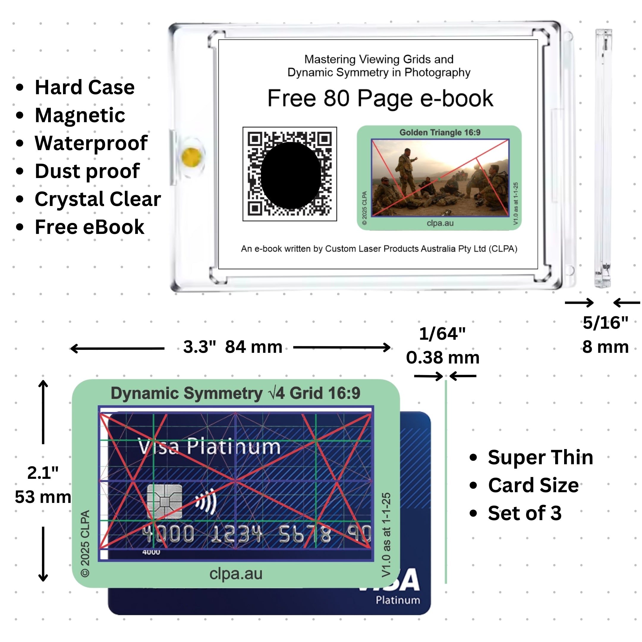 Dynamic Symmetry Root 4 Viewfinder key features and Fibonacci, golden ratio and dynamic symmetry composition grids