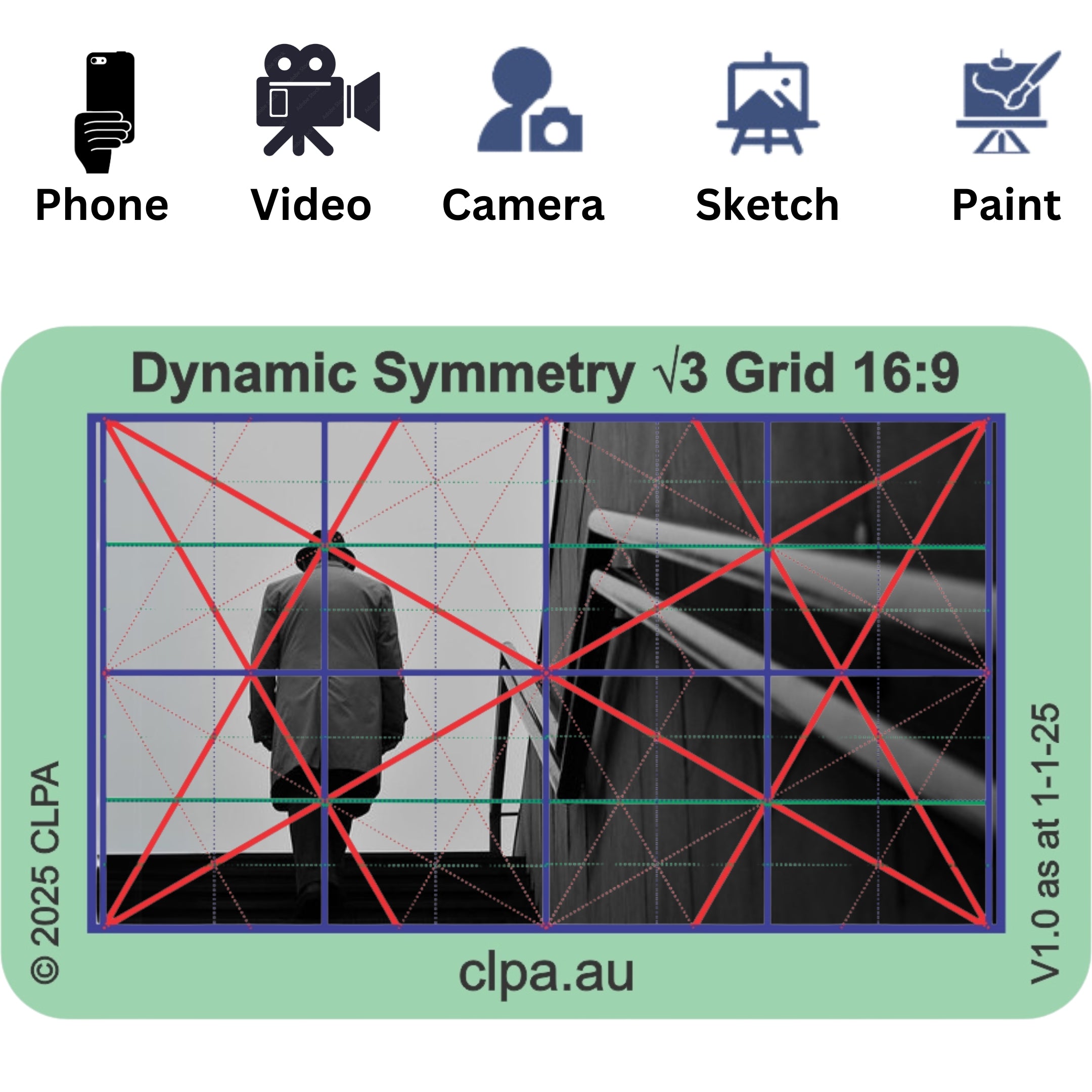 Dynamic Symmetry Root 3 Viewfinder dimensions and scale reference