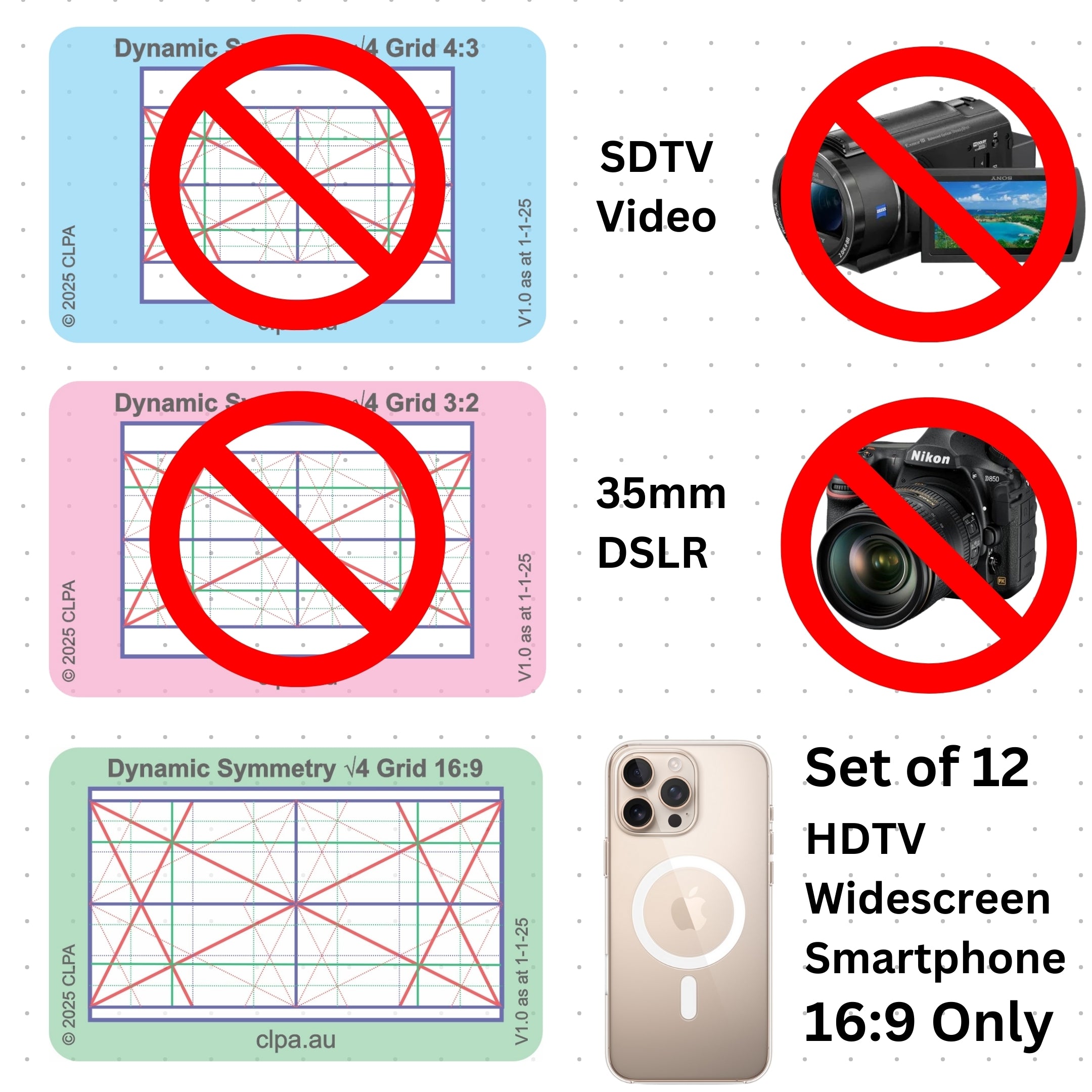 Photographic Viewfinder Set — Mobile 16:9 in use — photographic composition viewfinder
