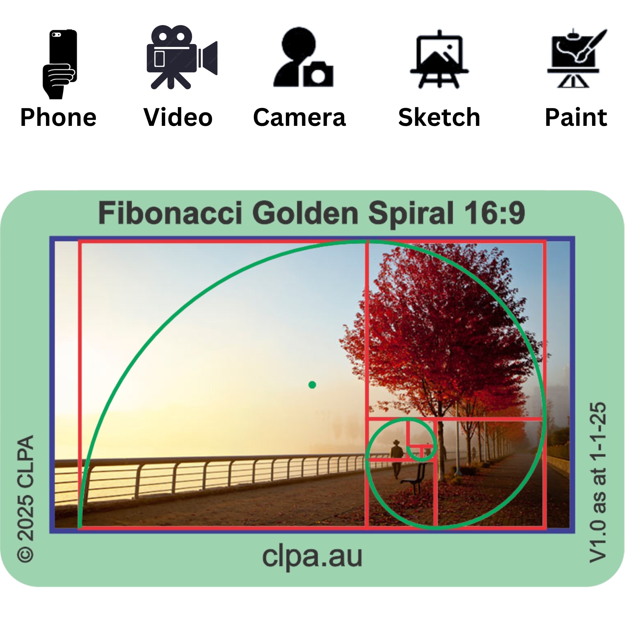Photographic Viewfinder Set — Fibonacci dimensions and scale reference