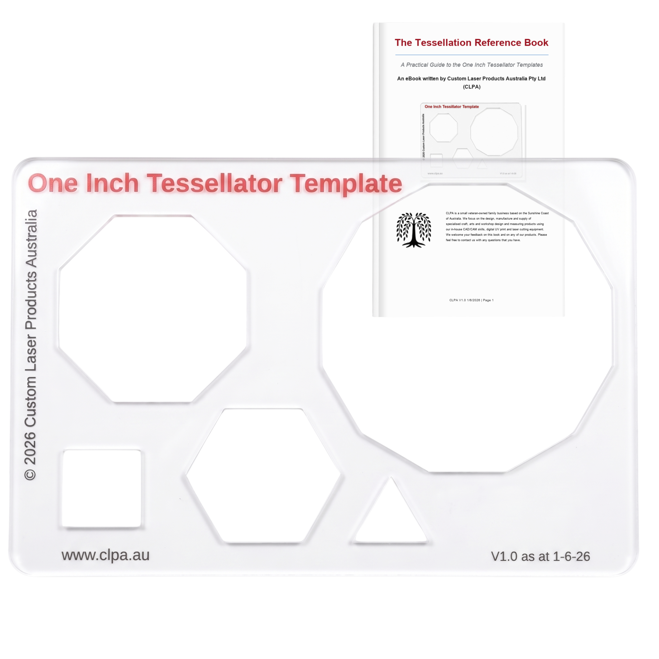 CLPA One Inch Tessellator Template with free tessellation reference book