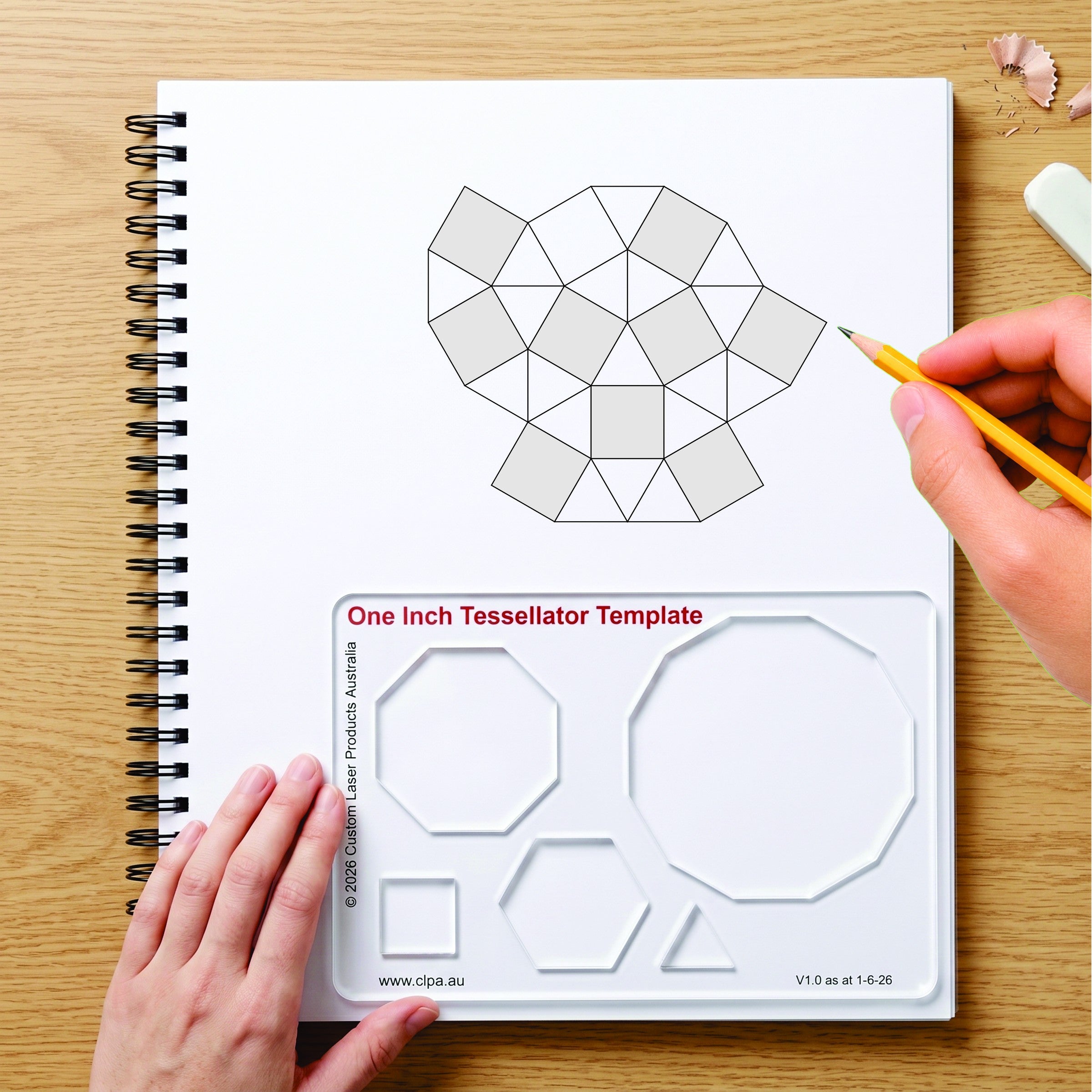 Squares and triangles tessellation drawing example