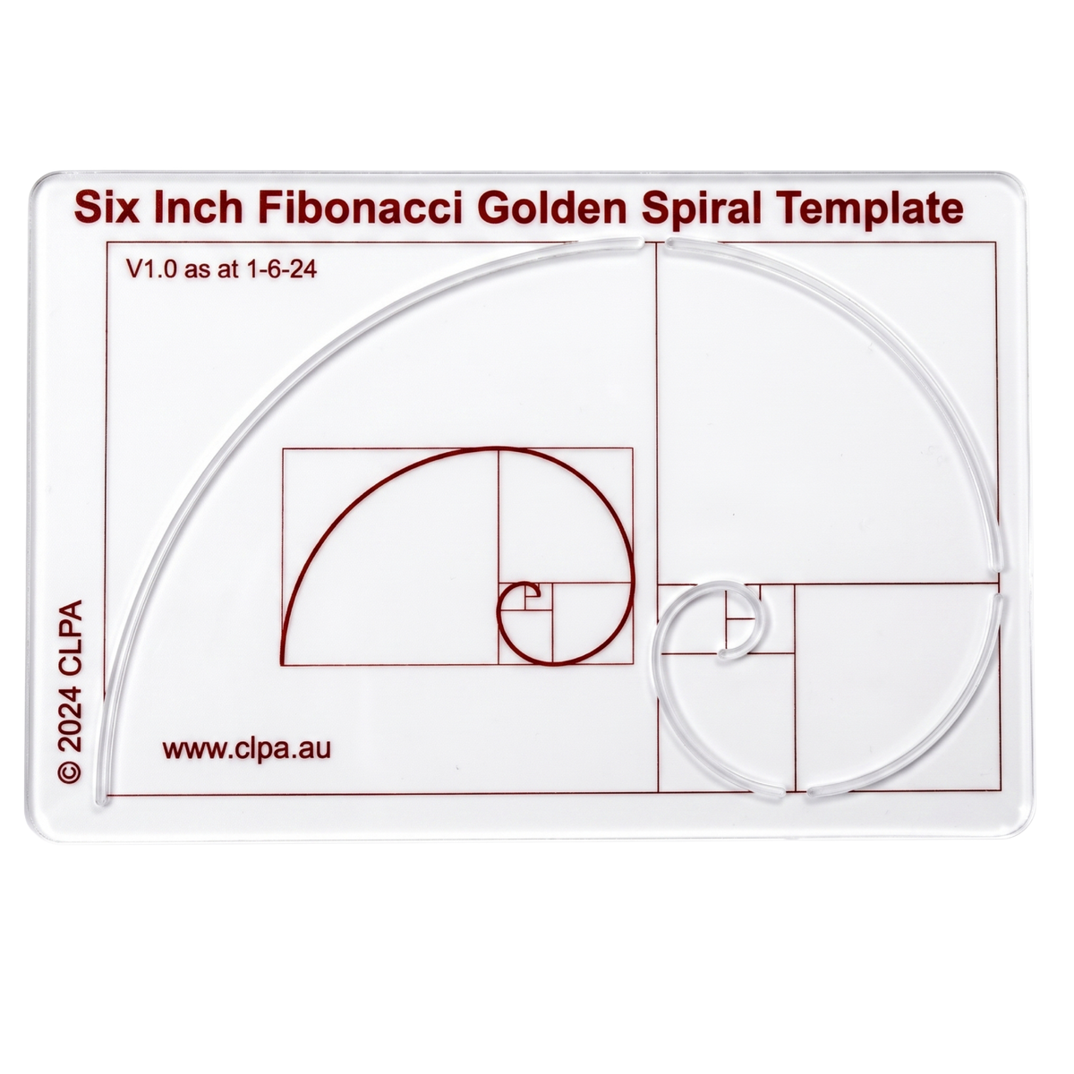 CLPA 6" Fibonacci Spiral Stencil Template — Golden Ratio