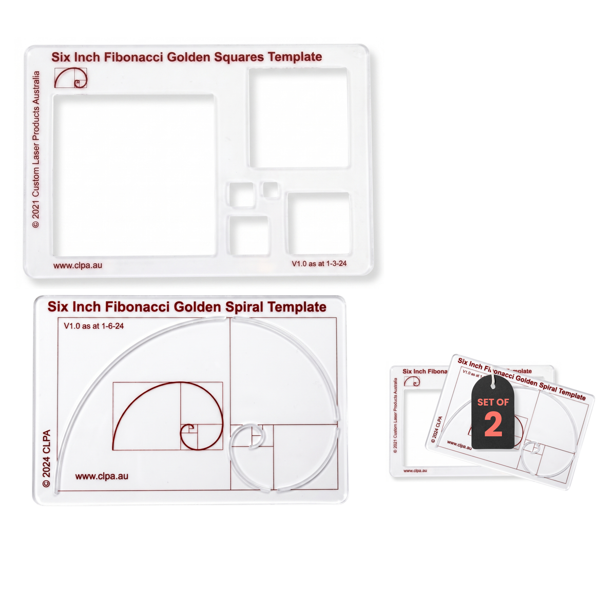 CLPA Fibonacci 2-Piece Set — 6" Square & Spiral