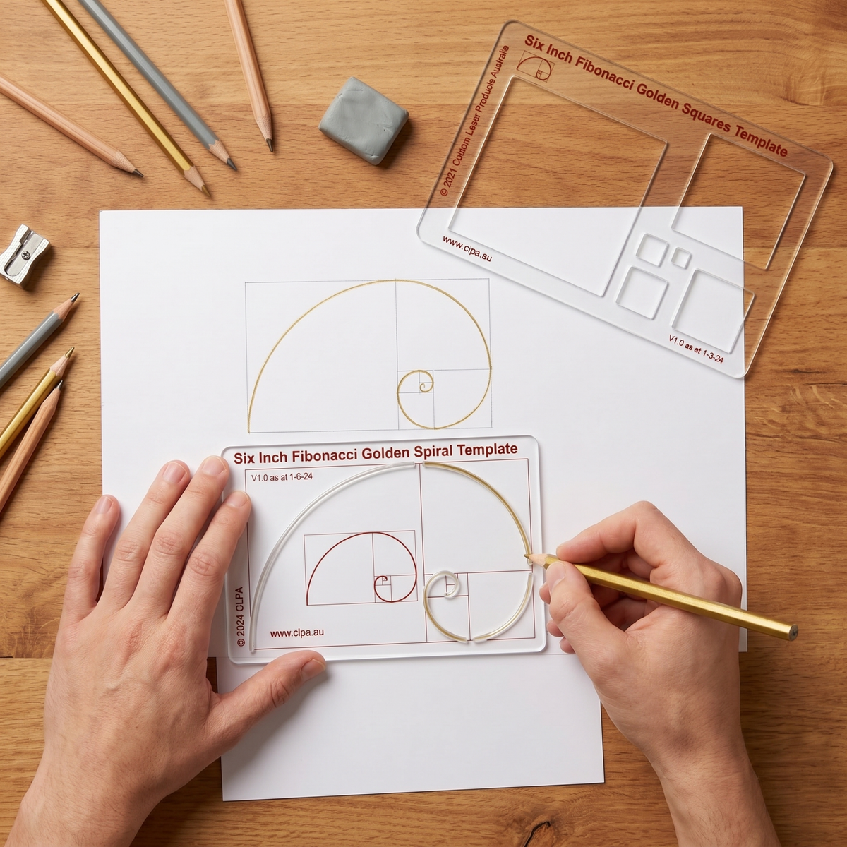CLPA Fibonacci 2-Piece Set — 6" Square & Spiral